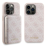 Guess 4G Metal Logo-kasset til iPhone 14 Pro + 5000mAh MagSafe powerbank - pink
