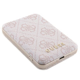 Guess 4G Metal Logo-kasset til iPhone 14 Pro + 5000mAh MagSafe powerbank - pink