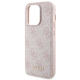 Guess 4G Metal Logo-kasset til iPhone 14 Pro + 5000mAh MagSafe powerbank - pink