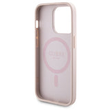 Guess 4G Metal Logo-kasset til iPhone 14 Pro + 5000mAh MagSafe powerbank - pink