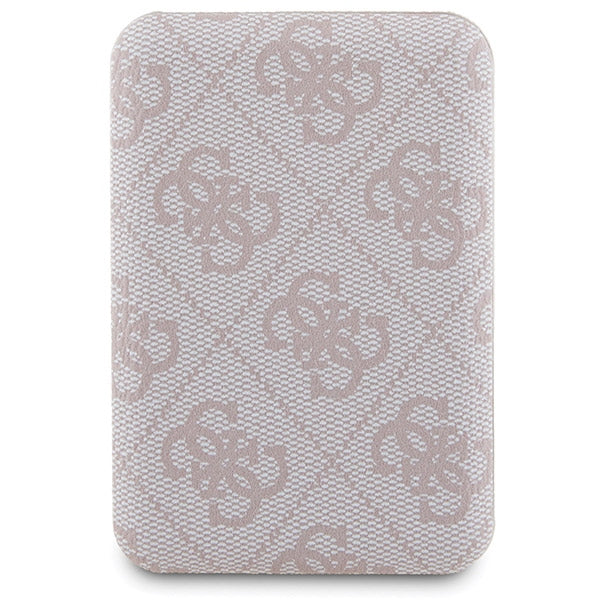 Guess 4G Metal Logo-kasset til iPhone 14 Pro + 5000mAh MagSafe powerbank - pink