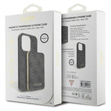 Guess 4G Metal Logo-kasset til iPhone 15 Pro + 5000mAh MagSafe powerbank - sort