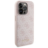 Guess 4G Metal Logo-kasset til iPhone 15 Pro + 5000mAh MagSafe powerbank - pink