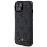 Guess 4G Metal Logo-kasset til iPhone 15 + 5000mAh MagSafe powerbank - sort