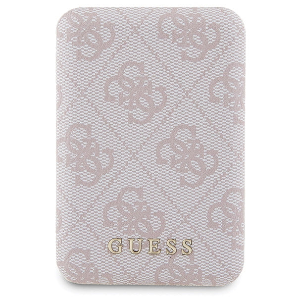 Guess 4G Metal Logo-kasset til iPhone 15 + 5000mAh MagSafe powerbank - pink