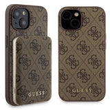 Guess 4G Metal Logo-kasset til iPhone 15 + 5000mAh MagSafe powerbank - brun