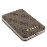 Guess 4G Metal Logo-kasset til iPhone 15 + 5000mAh MagSafe powerbank - brun