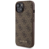 Guess 4G Metal Logo-kasset til iPhone 15 + 5000mAh MagSafe powerbank - brun