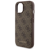 Guess 4G Metal Logo-kasset til iPhone 15 + 5000mAh MagSafe powerbank - brun
