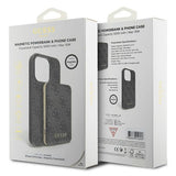 Guess 4G Metal Logo Case Set til iPhone 15 Pro Max + 5000mAh MagSafe Powerbank - sort