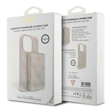 Guess 4G Metal Logo-kasset til iPhone 15 Pro Max + 5000mAh MagSafe powerbank - pink