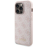Guess 4G Metal Logo-kasset til iPhone 15 Pro Max + 5000mAh MagSafe powerbank - pink
