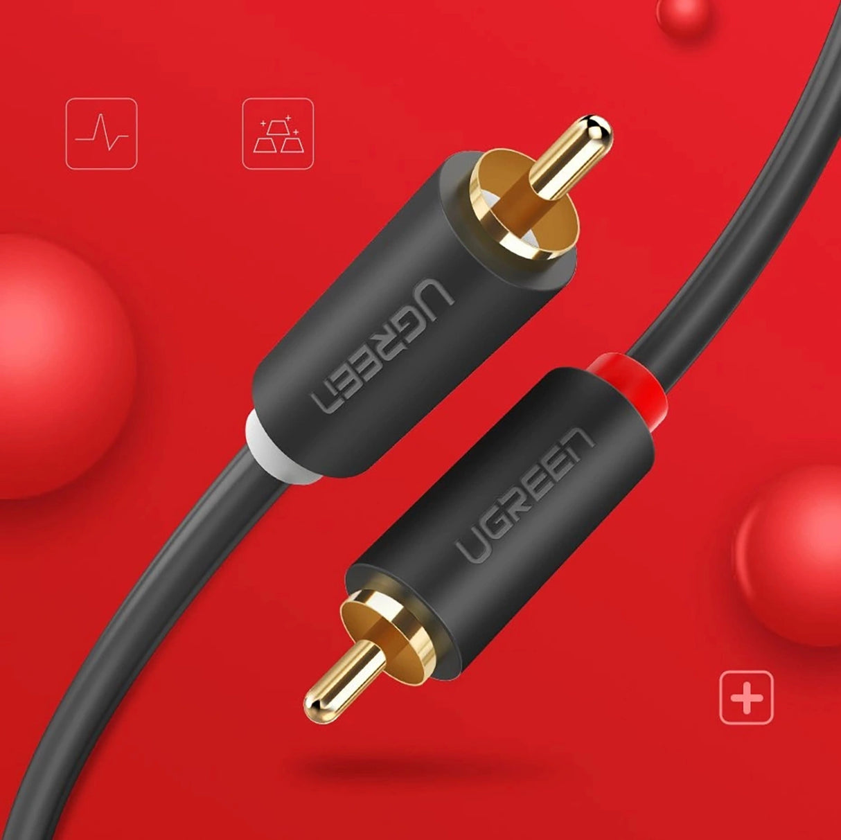 Ugreen AV104 30747 lydkabel 2RCA (mand) / 2RCA (mand) 1m - grå