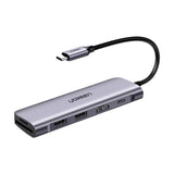 Ugreen CM195 6in1 adapter USB-C - HDMI / 2x USB-A 3.0 / USB-C PD / SD / TF-læser - grå