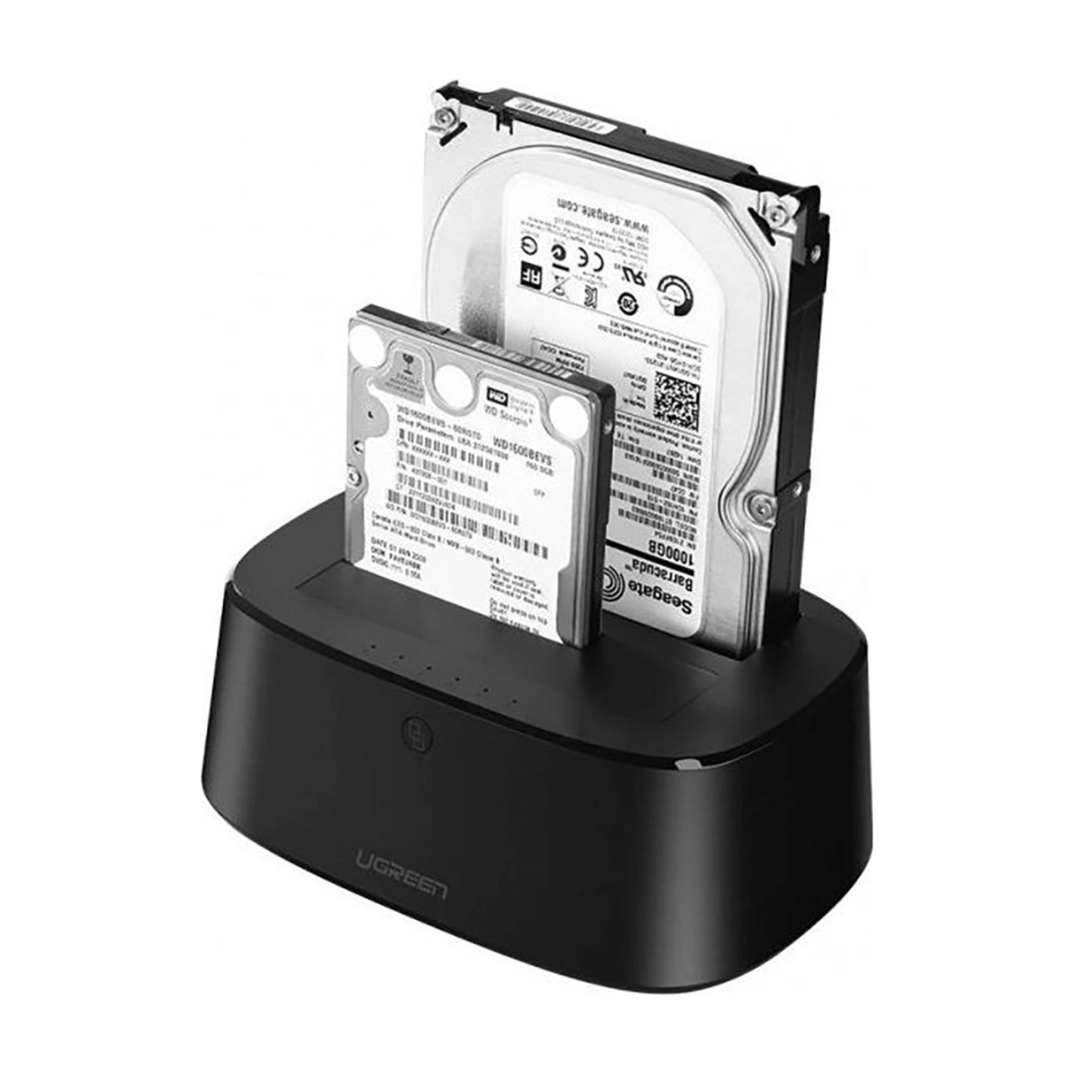 Ugreen CM198 50857 docking station med USB 3.0 til SATA 2.5" 3.5" SSD HHD drev, EU strømforsyning - sort