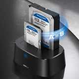 Ugreen CM198 50857 docking station med USB 3.0 til SATA 2.5" 3.5" SSD HHD drev, EU strømforsyning - sort
