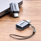 Ugreen US270 USB-C (mandlig) / USB-A 3.0 (kvindelig) Adapter med Lanyard - Grå