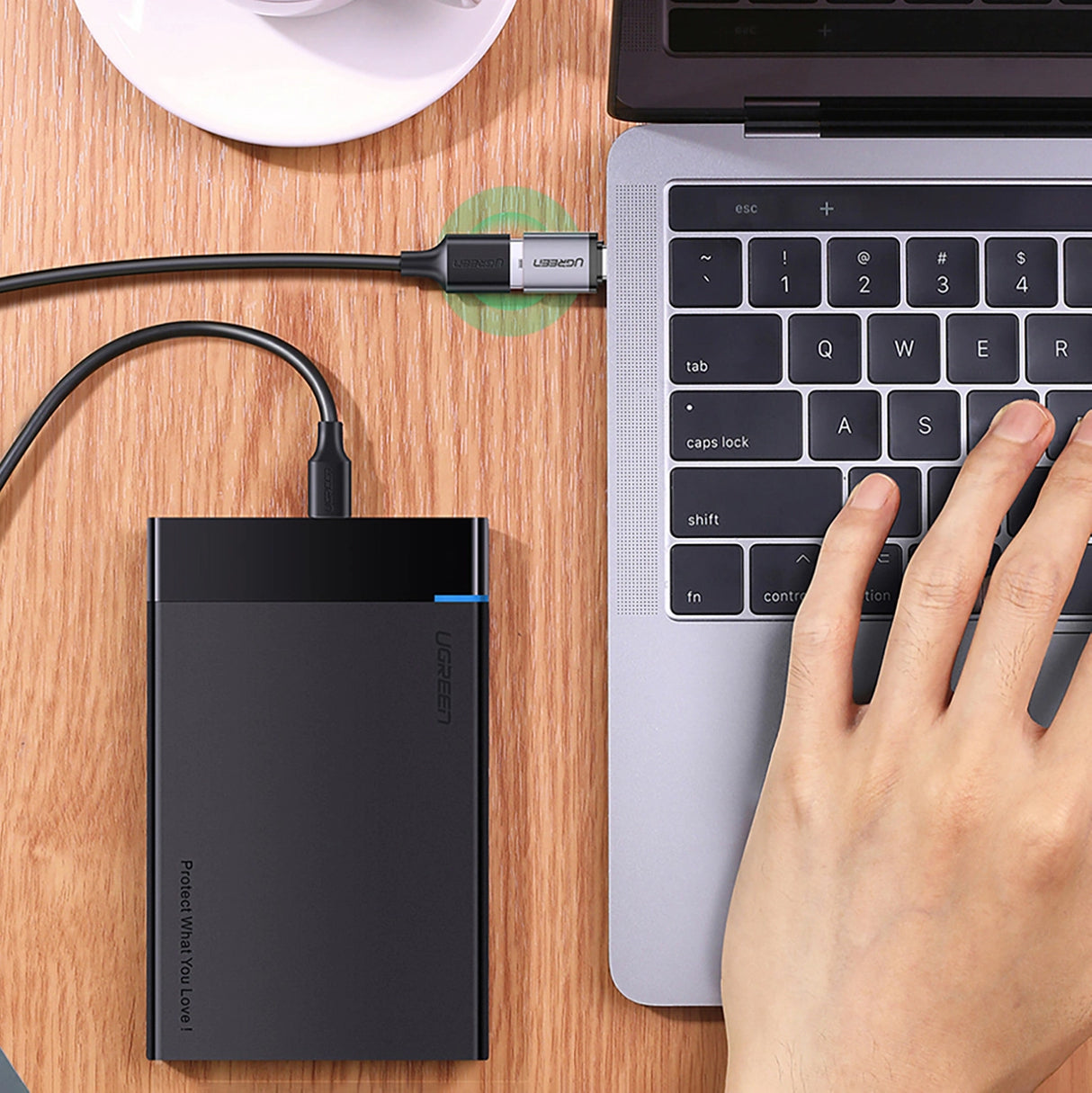 Ugreen US270 USB-C (mandlig) / USB-A 3.0 (kvindelig) Adapter med Lanyard - Grå