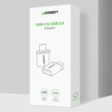 Ugreen US270 USB-C (mandlig) / USB-A 3.0 (kvindelig) Adapter med Lanyard - Grå