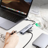 Ugreen CM266 60812 5in1 USB-A 3.0 - RJ45 / 3x USB-A 3.0 / micro USB-adapter - grå