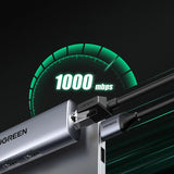 Ugreen CM266 60812 5in1 USB-A 3.0 - RJ45 / 3x USB-A 3.0 / micro USB-adapter - grå