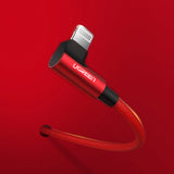 Ugreen US299 60555 vinklet Lightning / USB-A MFi-kabel 2.4A 1m - rød