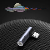 Ugreen AV154 80384 Adapter USB-C (mand) vinklet / mini jack 3,5 mm (kvinde) - grå
