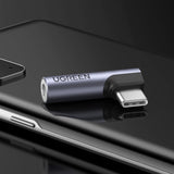 Ugreen AV154 80384 Adapter USB-C (mand) vinklet / mini jack 3,5 mm (kvinde) - grå