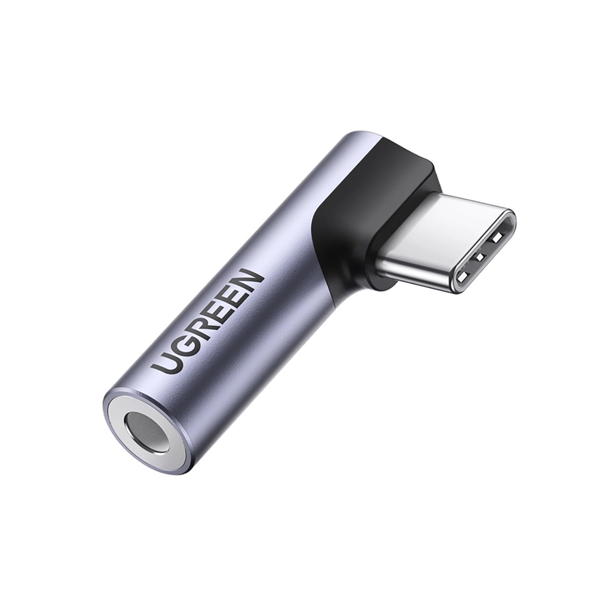 Ugreen AV154 80384 Adapter USB-C (mand) vinklet / mini jack 3,5 mm (kvinde) - grå