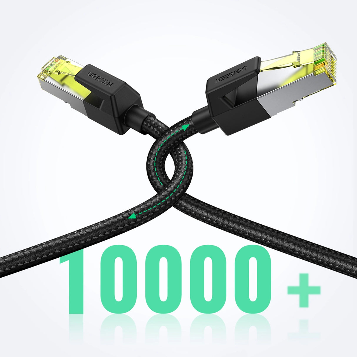 Ugreen NW150 80420 Ethernet RJ45 Cat 7 10Gbps Kabel 0,5 m - sort