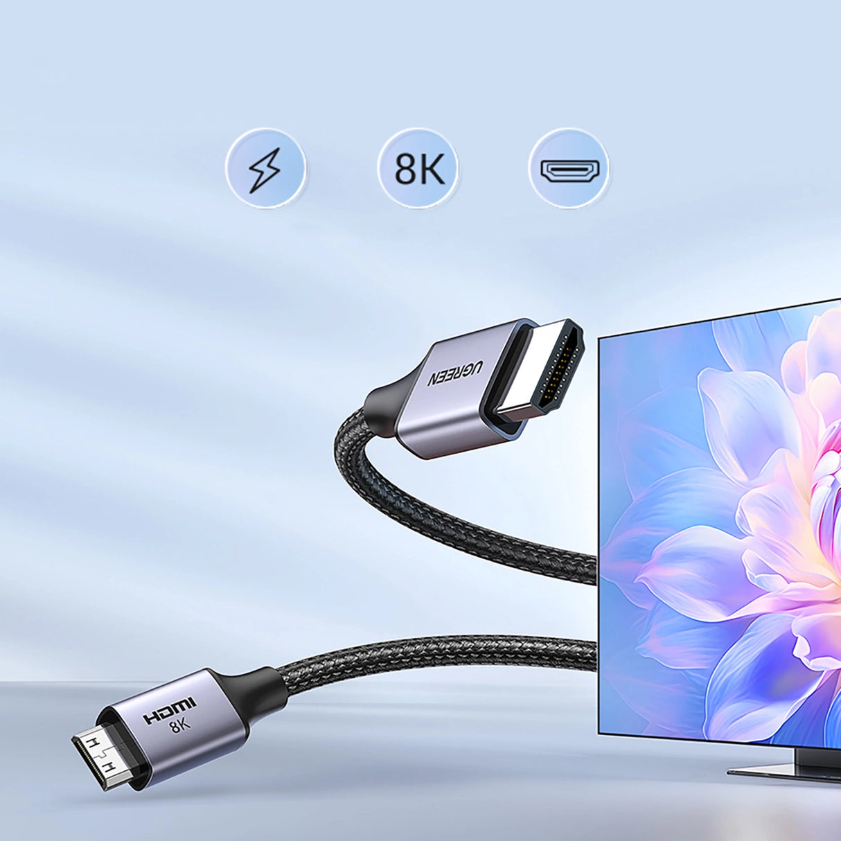 Ugreen HD163 15514 mini HDMI / HDMI 2.1 8K kabel 1m - grå