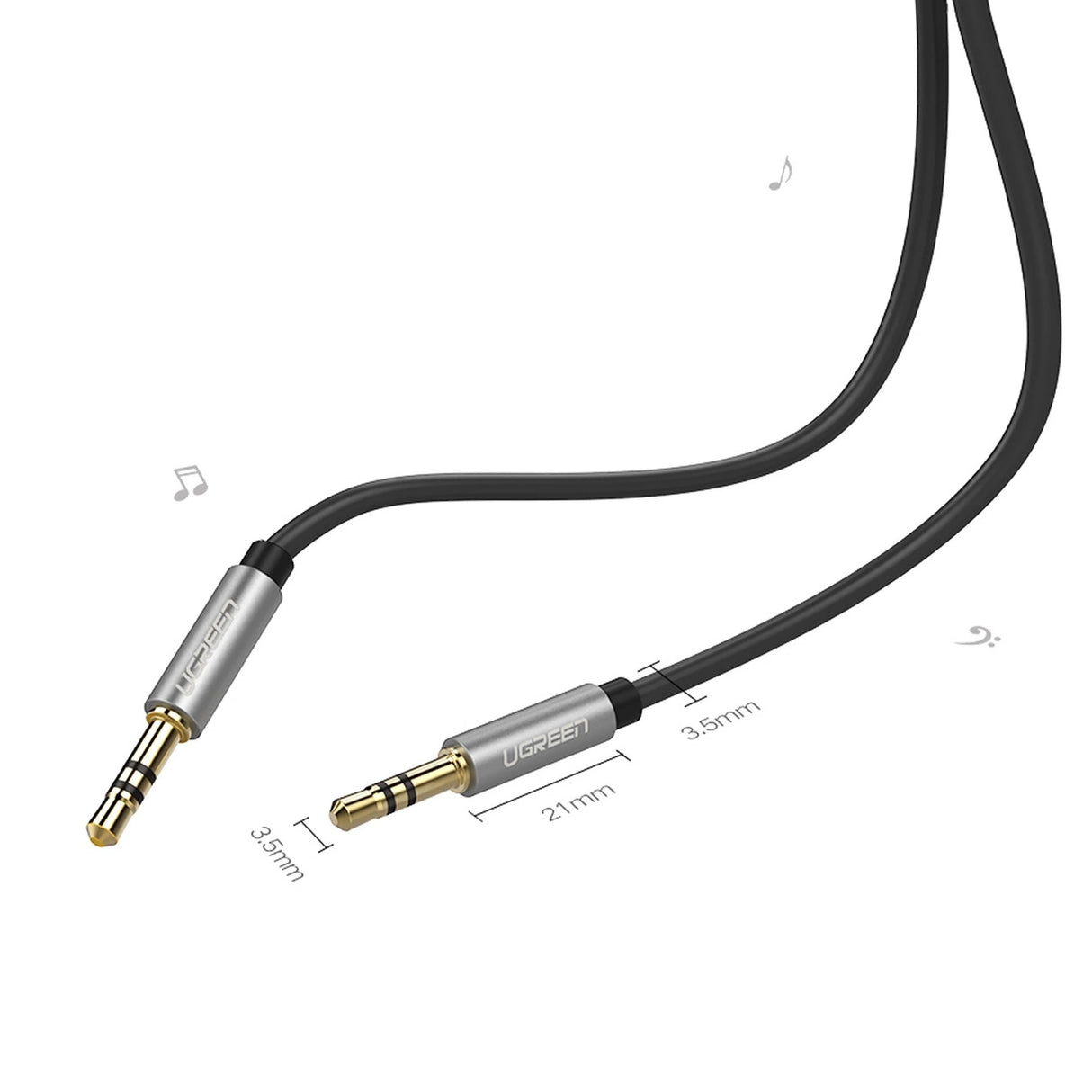 Ugreen AV119 10736 lydkabel mini jack 3,5 mm / mini jack 3,5 mm 3m - sort
