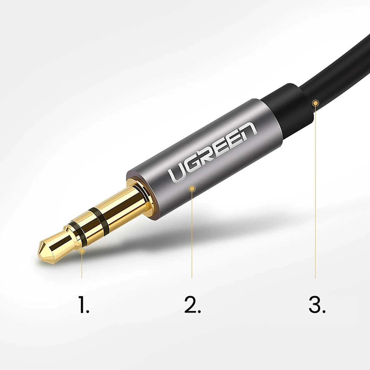 Ugreen AV119 10736 lydkabel mini jack 3,5 mm / mini jack 3,5 mm 3m - sort