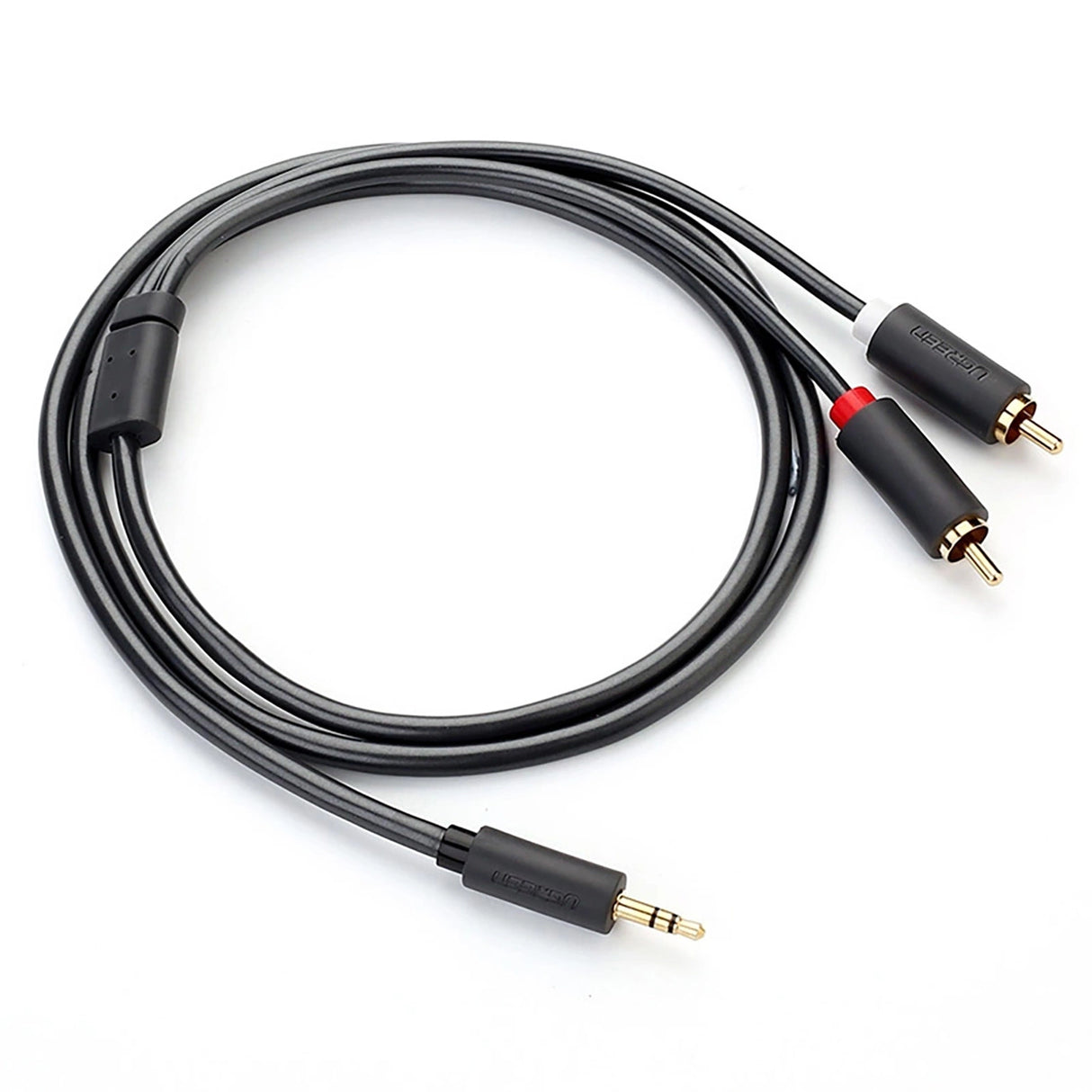 Ugreen AV102 10772 kabel 3,5 mm mini jack (mand) / 2RCA (mand) 1m - grå