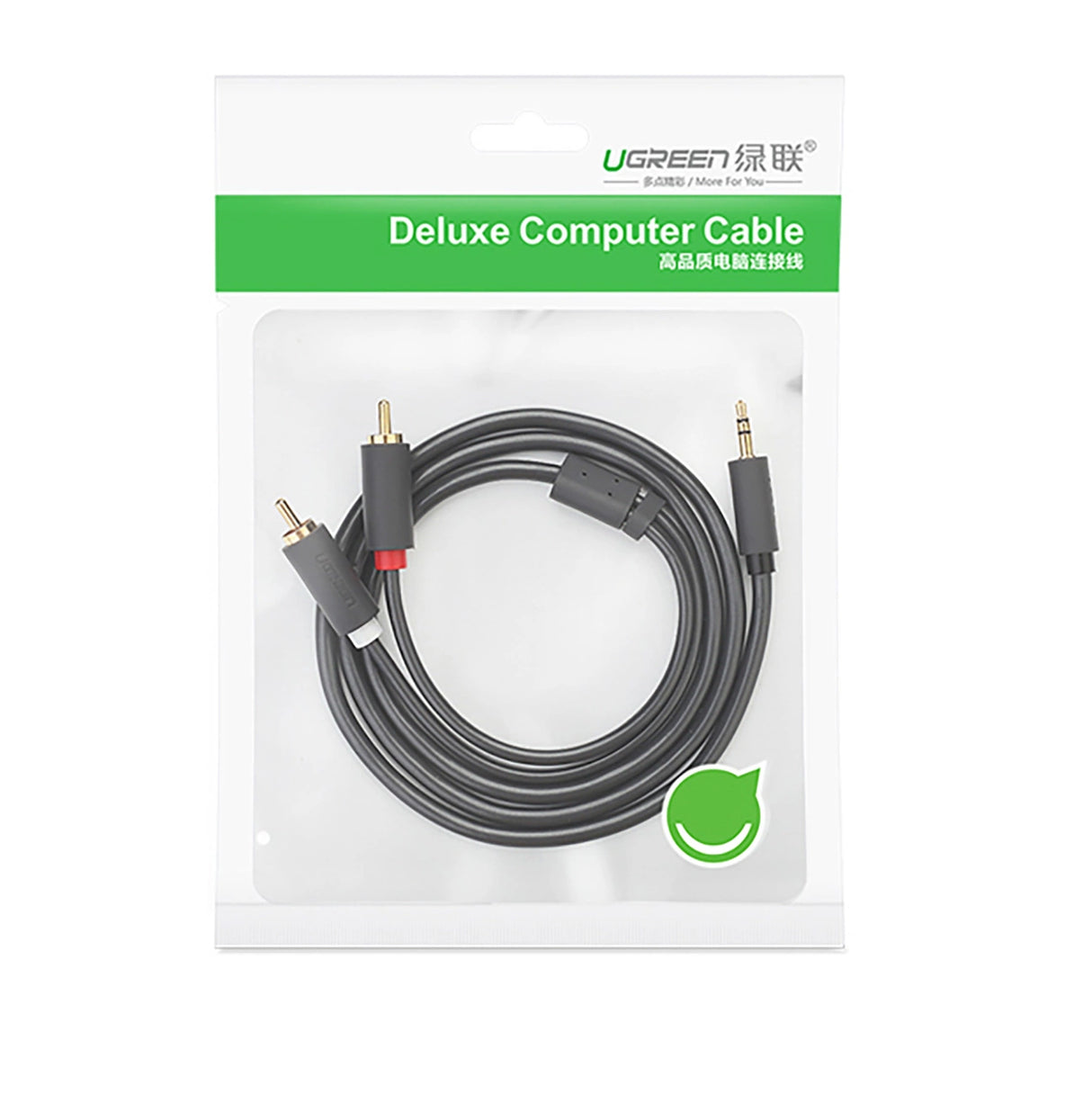 Ugreen AV102 10512 kabel 3,5 mm mini jack (mand) / 2RCA (mand) 3m - grå