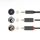 Ugreen AV102 10512 kabel 3,5 mm mini jack (mand) / 2RCA (mand) 3m - grå