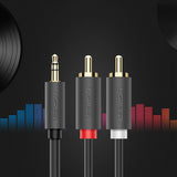 Ugreen AV102 10513 kabel 3,5 mm mini jack (mand) / 2RCA (mand) 5m - grå