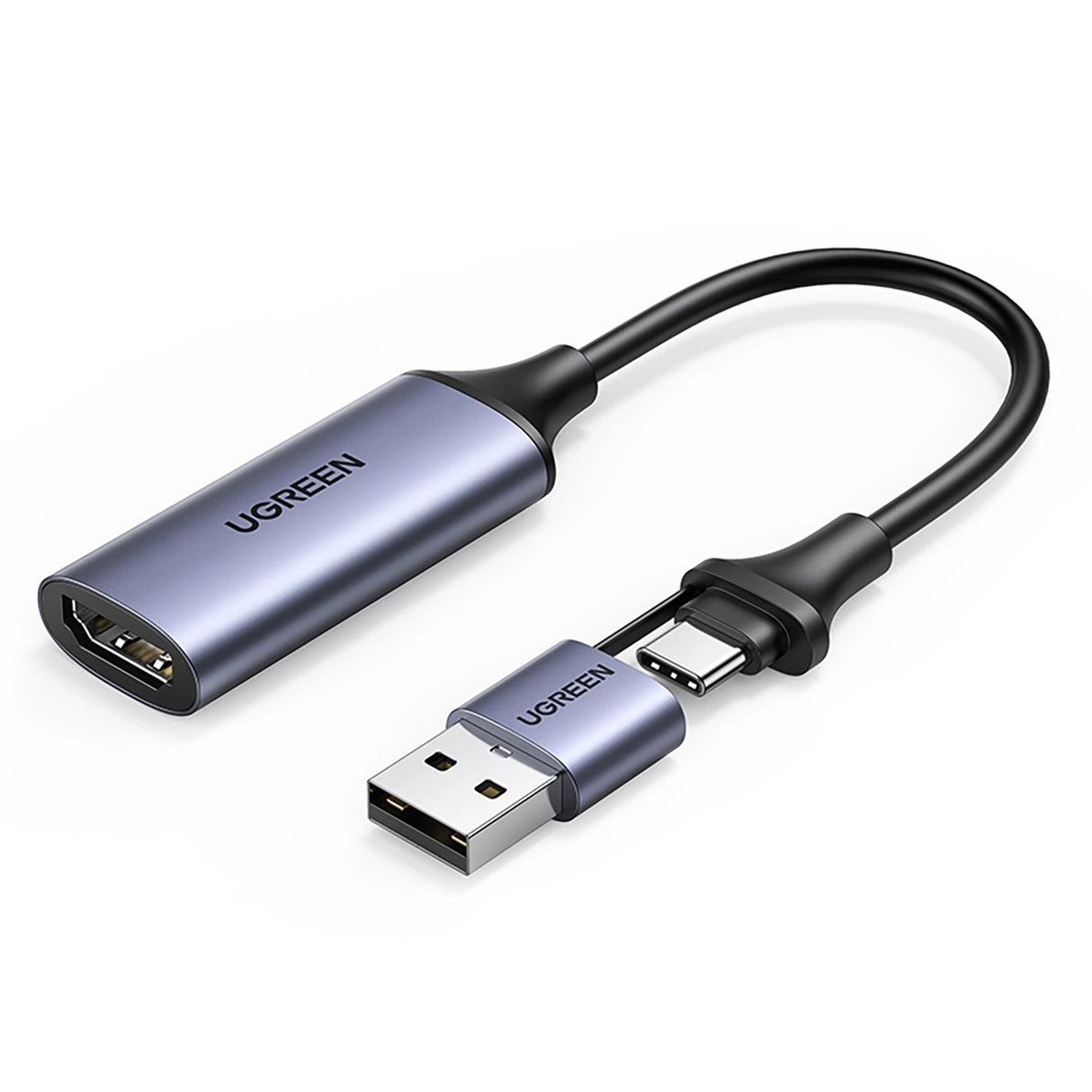 Ugreen CM489 40189 HDMI-adapter (kvindelig) - USB-A / USB-C (mandlig) - Grå