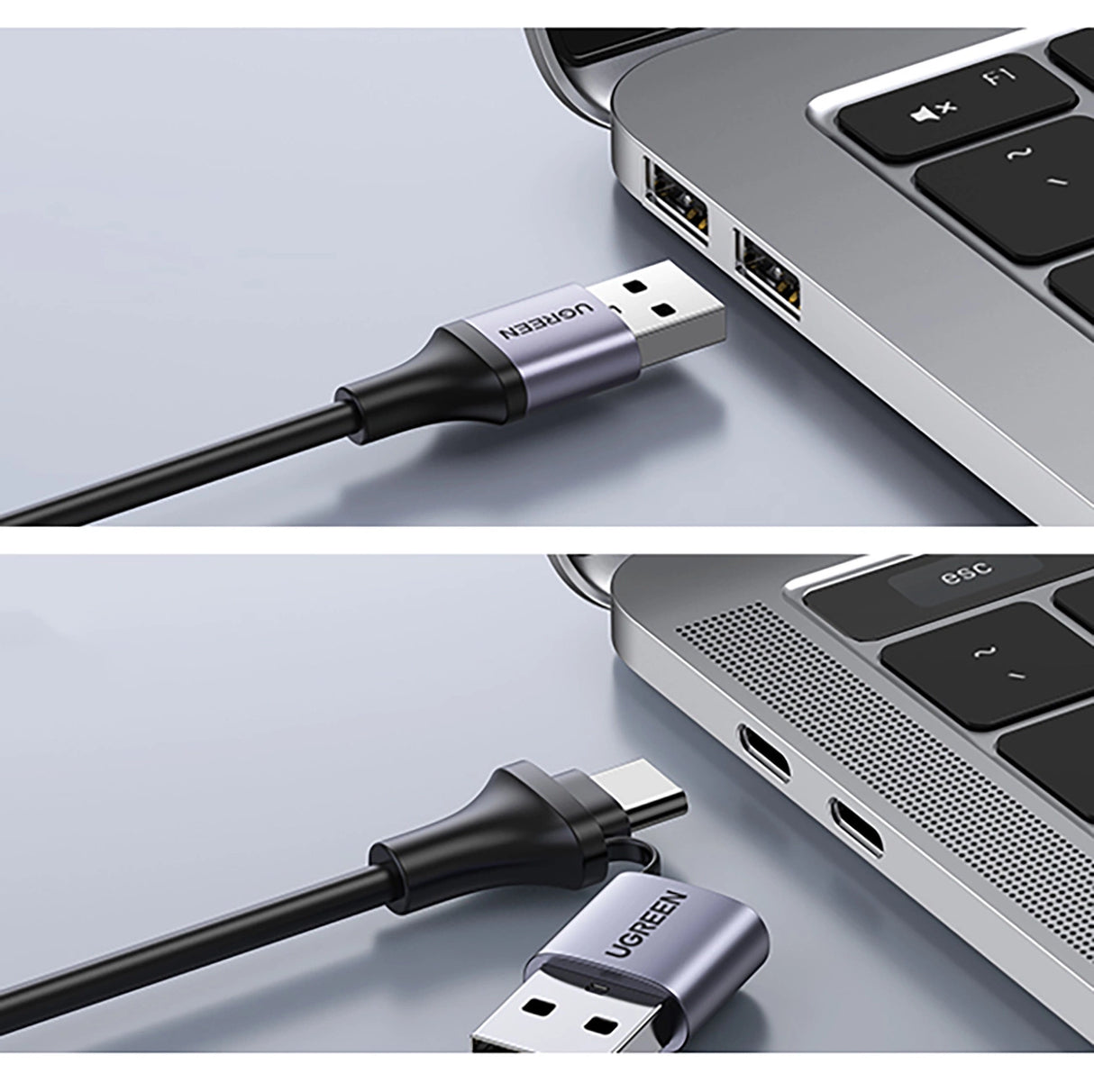 Ugreen CM489 40189 HDMI-adapter (kvindelig) - USB-A / USB-C (mandlig) - Grå
