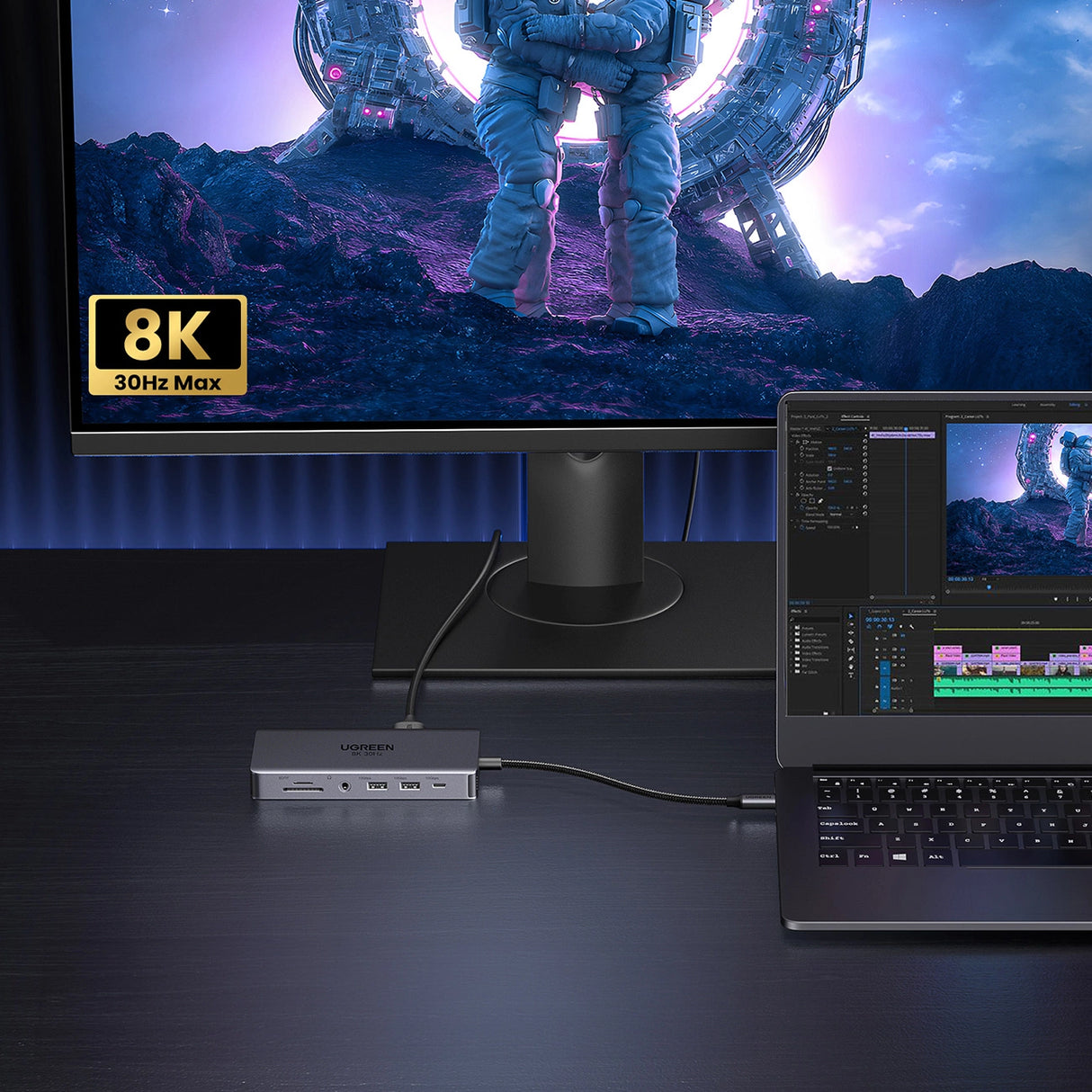 HUB Ugreen CM681 15978 13in1 USB-C - 2x USB-A 3.2 / 2x USB-A 3.0 / USB-C 3.2 / 2x HDMI / DisplayPort / RJ45 / SD og TF / AUX / USB-C PD