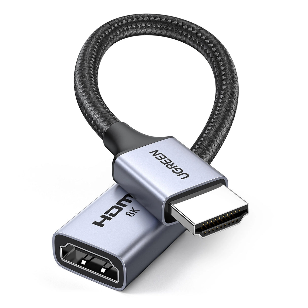 Ugreen HD165 HDMI (Mand) / HDMI (Kvinde) 8K Kabel 0,15m - Grå