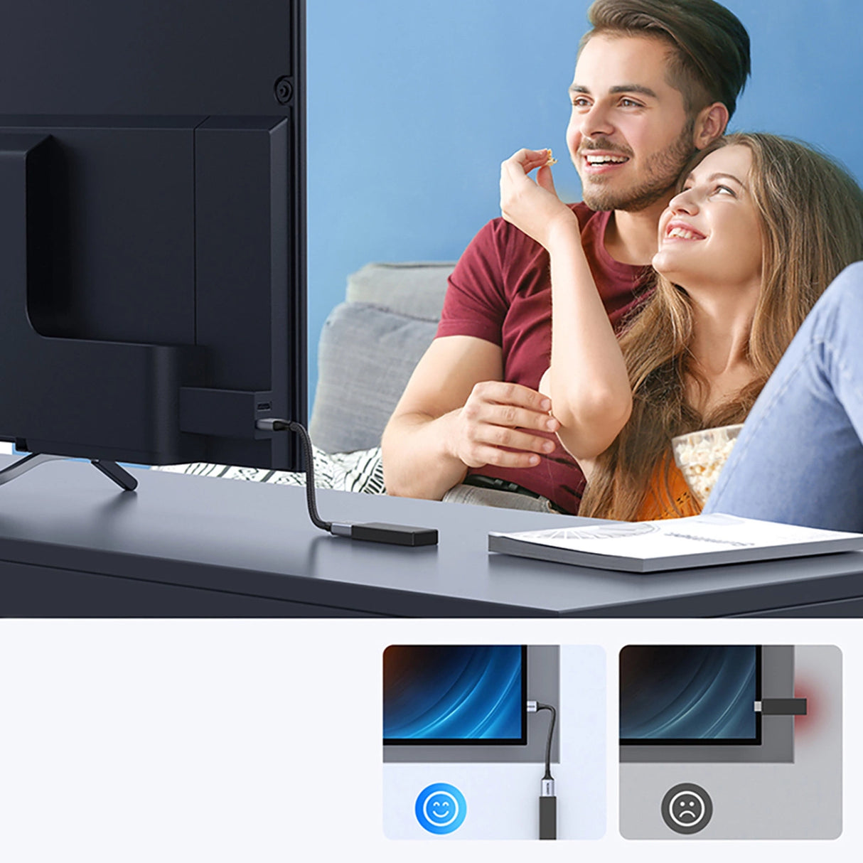 Ugreen HD165 HDMI (Mand) / HDMI (Kvinde) 8K Kabel 0,15m - Grå