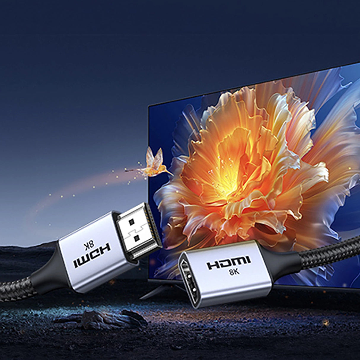 Ugreen HD165 HDMI (Mand) / HDMI (Kvinde) 8K Kabel 0,15m - Grå