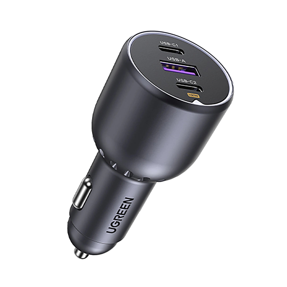 Ugreen EC705 biloplader 130W 2x USB-C 1x USB-A - grå