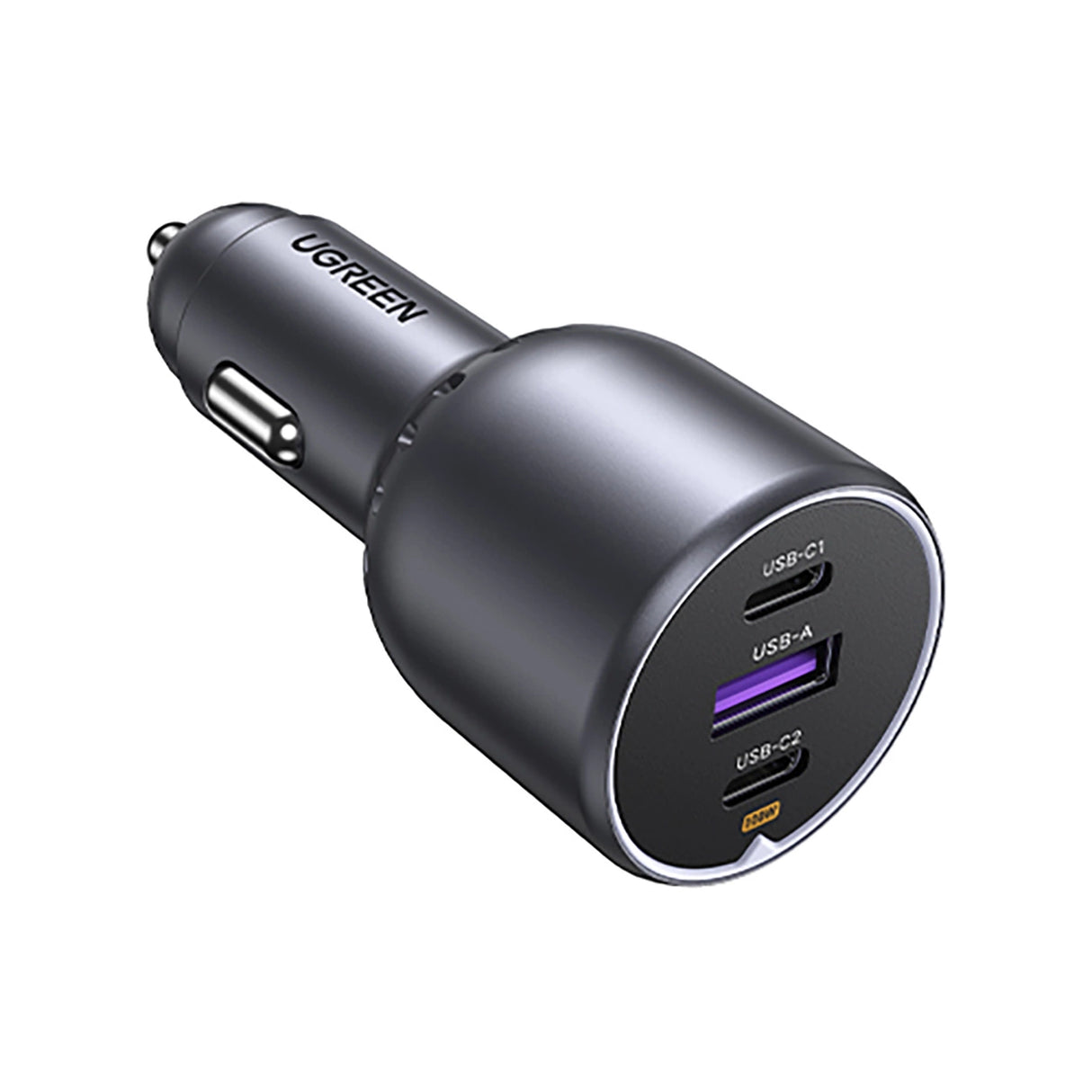 Ugreen EC705 biloplader 130W 2x USB-C 1x USB-A - grå