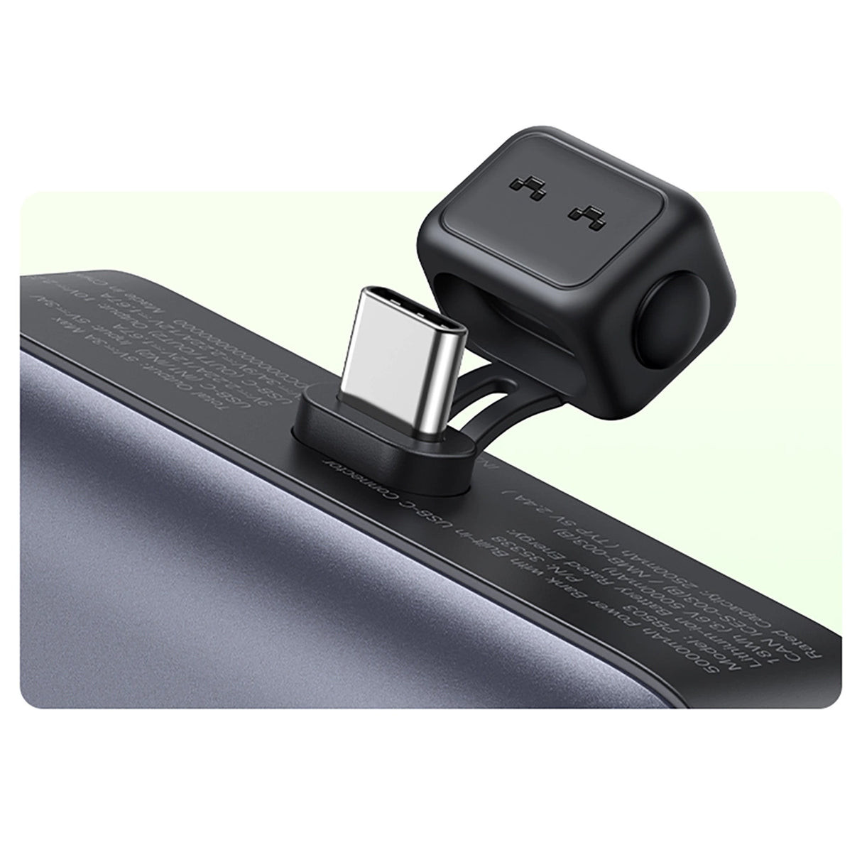 Ugreen PB503 5000mAh powerbank med USB-C-port og integreret USB-C-stik - grå