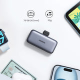Ugreen PB503 5000mAh powerbank med USB-C-port og integreret USB-C-stik - grå