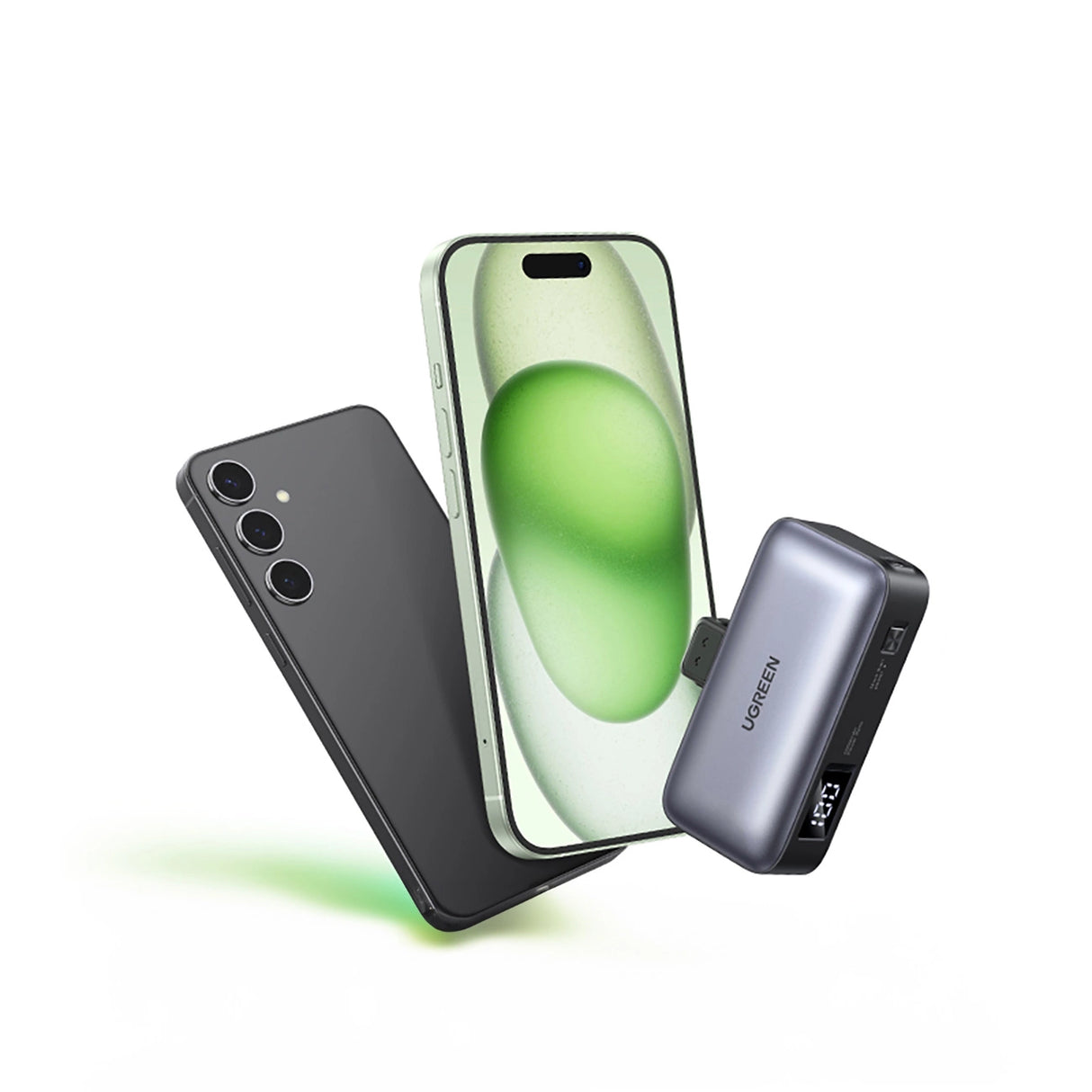 Ugreen PB503 5000mAh powerbank med USB-C-port og integreret USB-C-stik - grå