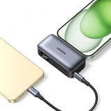 Ugreen PB503 5000mAh powerbank med USB-C-port og integreret USB-C-stik - grå