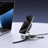 Ugreen W702 3in1 induktiv oplader med MagSafe / Qi2 og USB-C-port til telefon / hovedtelefoner - sort